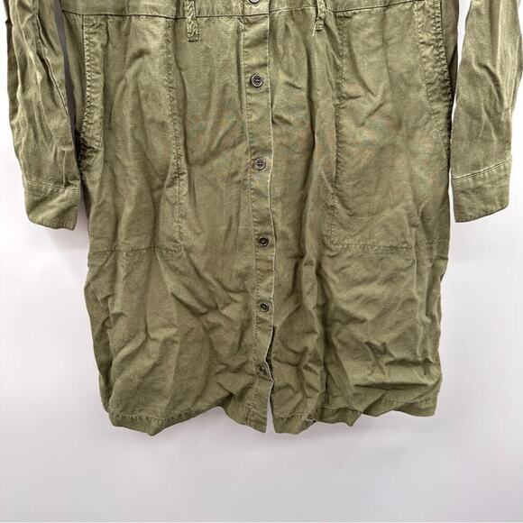 Anthropologie Cloth & Stone Olive Green Tencel Lyocell Utility Mini Dress Sz XS - Picture 4 of 10